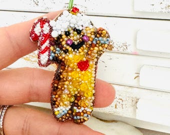 Gingerbread Man handmade brooch Christmas brooch