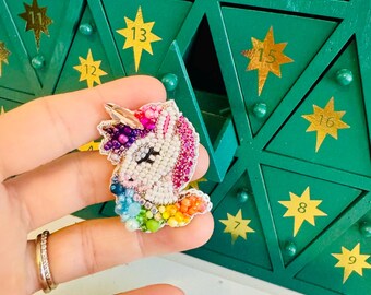 Handmade Beaded Unicorn Brooch Magical Unicorn Pin Gift for Her