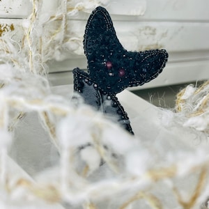 Black gothic Beaded Bat Brooch
