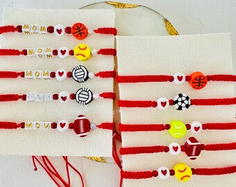Adjustable Soccer Mom Bracelet: Red Cord Sports Charm