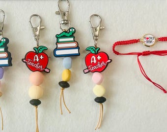 Handmade Teacher Bracelet: Red Cord, Teacher Appreciation Gift