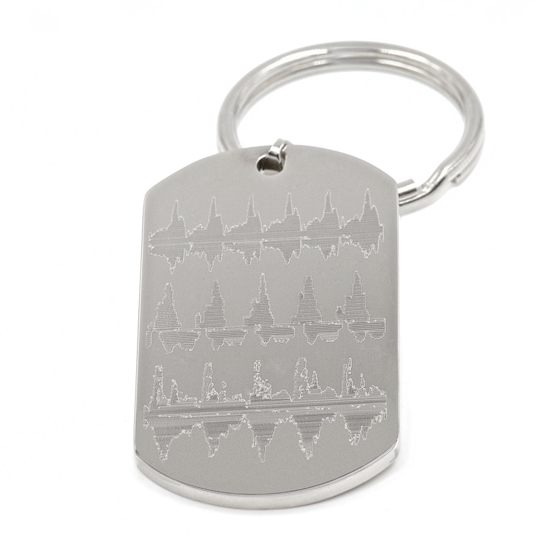 Dog Tag Keyring with Baby/'s Actual Heartbeat and Name Engraving Custom Heartwave Heartbeat Necklace Engraved Necklace Custom Jewelry