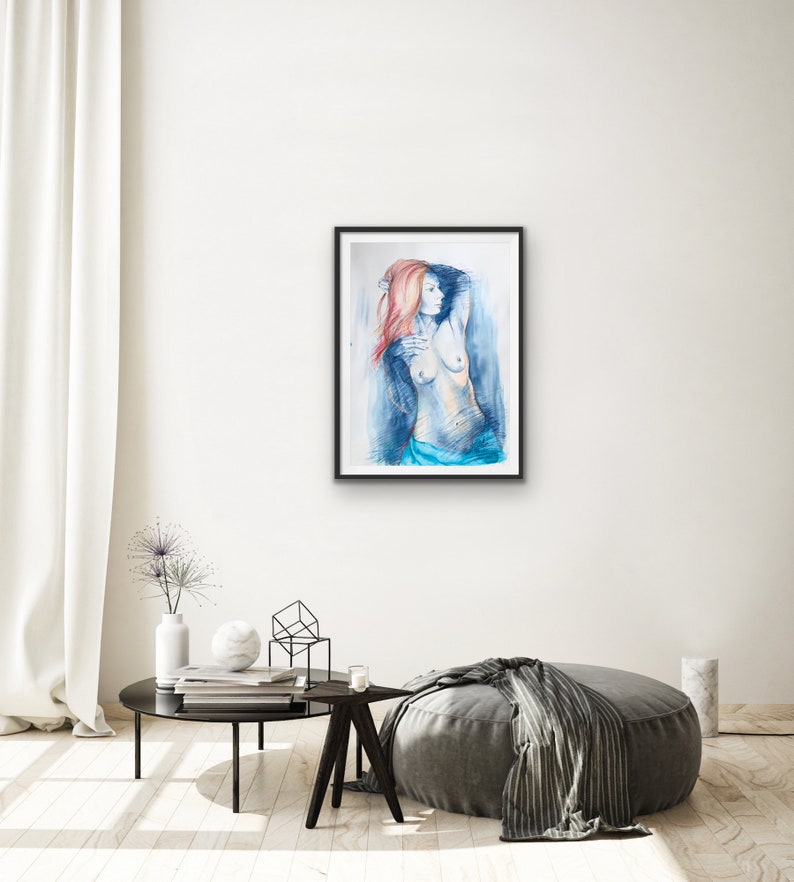 Large Women Nude Painting Nudeart Indigo Wall Art 27 X - Etsy