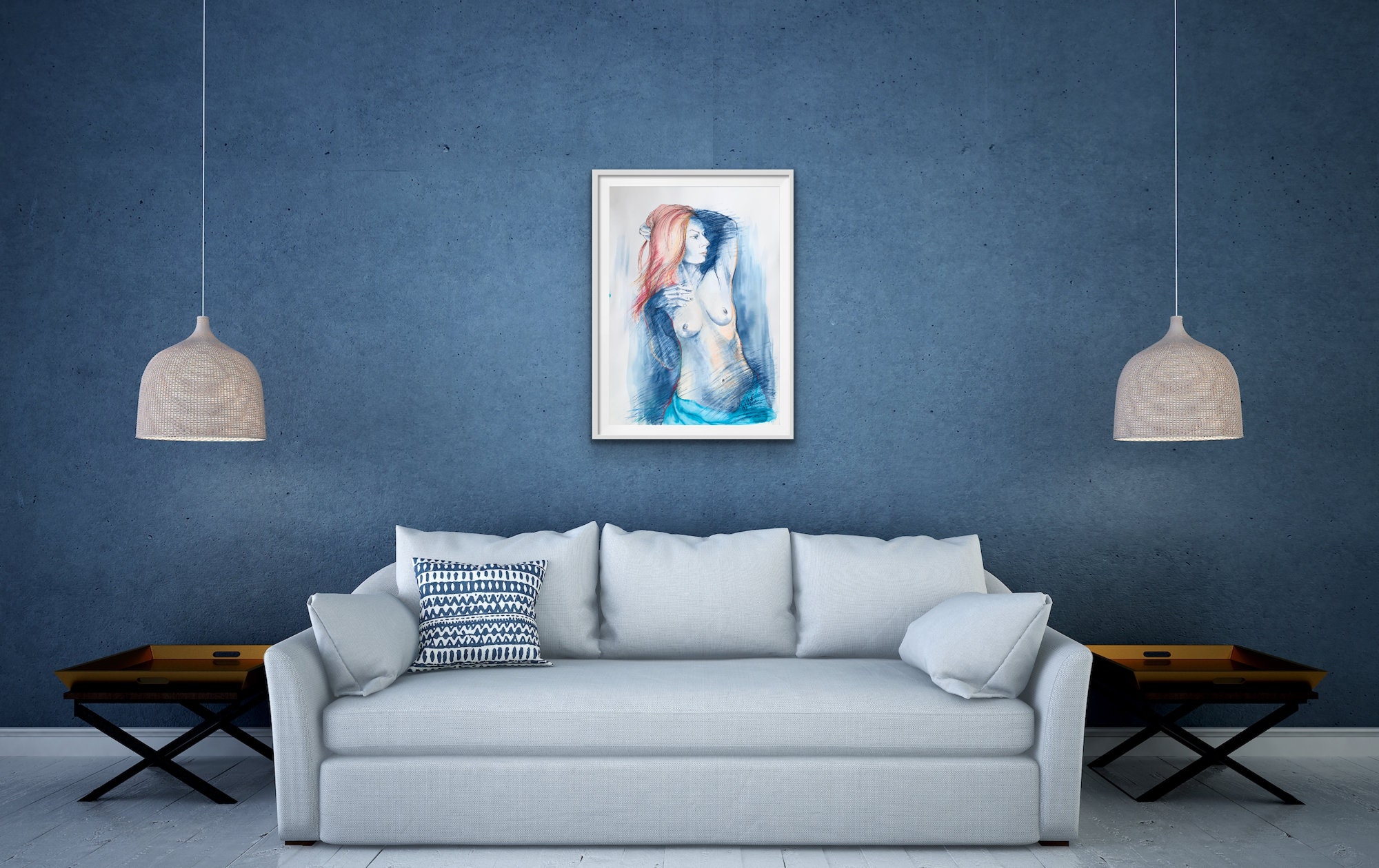 large-women-nude-painting-nudeart-indigo-wall-art-27-x-etsy