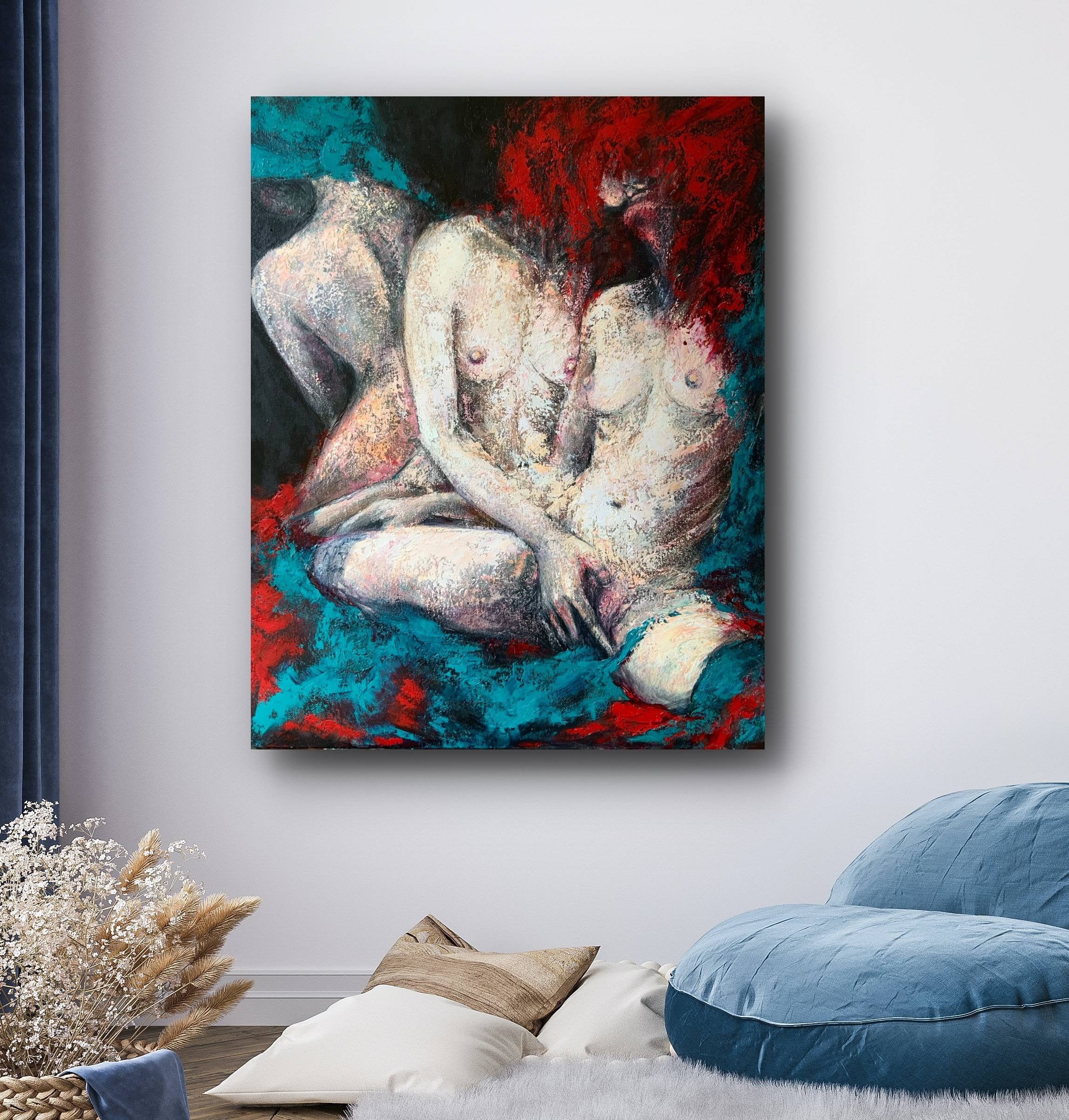Large Canvas Painting Erotic Painting Lesbian Couple pic