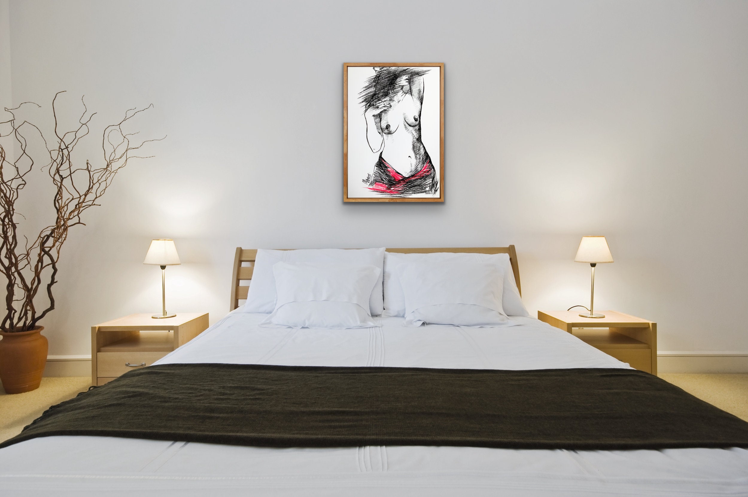 ORIGINAL DRAWING Large Female Bedroom Wall Art Erotic - Etsy UK