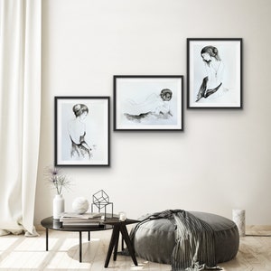Set of 3 Women Nude Poster Nude Linear Drawing Nude Art - Etsy