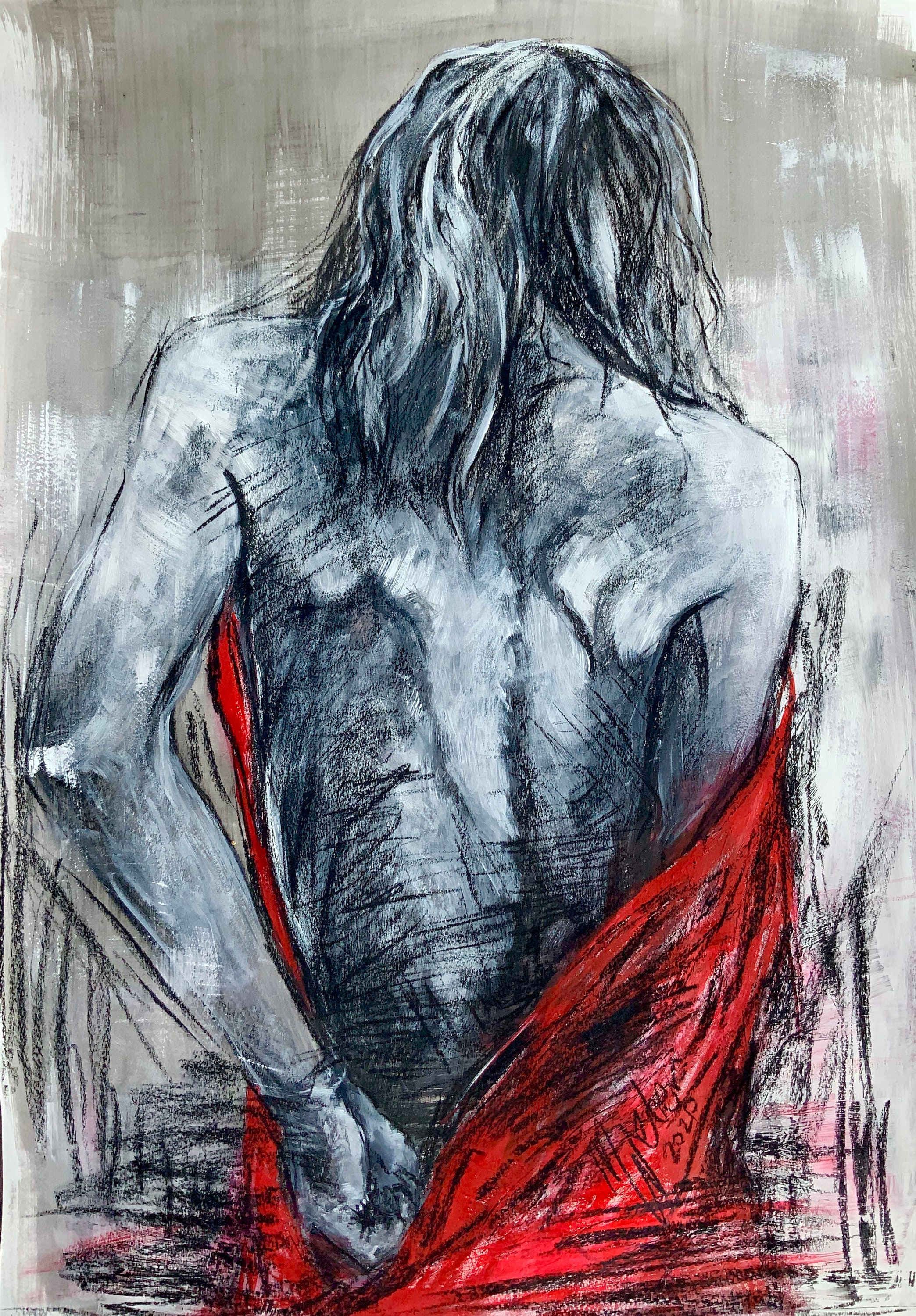 Pintura erótica, Mujer Desnuda de espalda, Pintura de mujer grande, Dibujo  al carboncillo desnudo original, Pintura erótica, Rojo Blanco y negro 27 x  19 - Etsy México