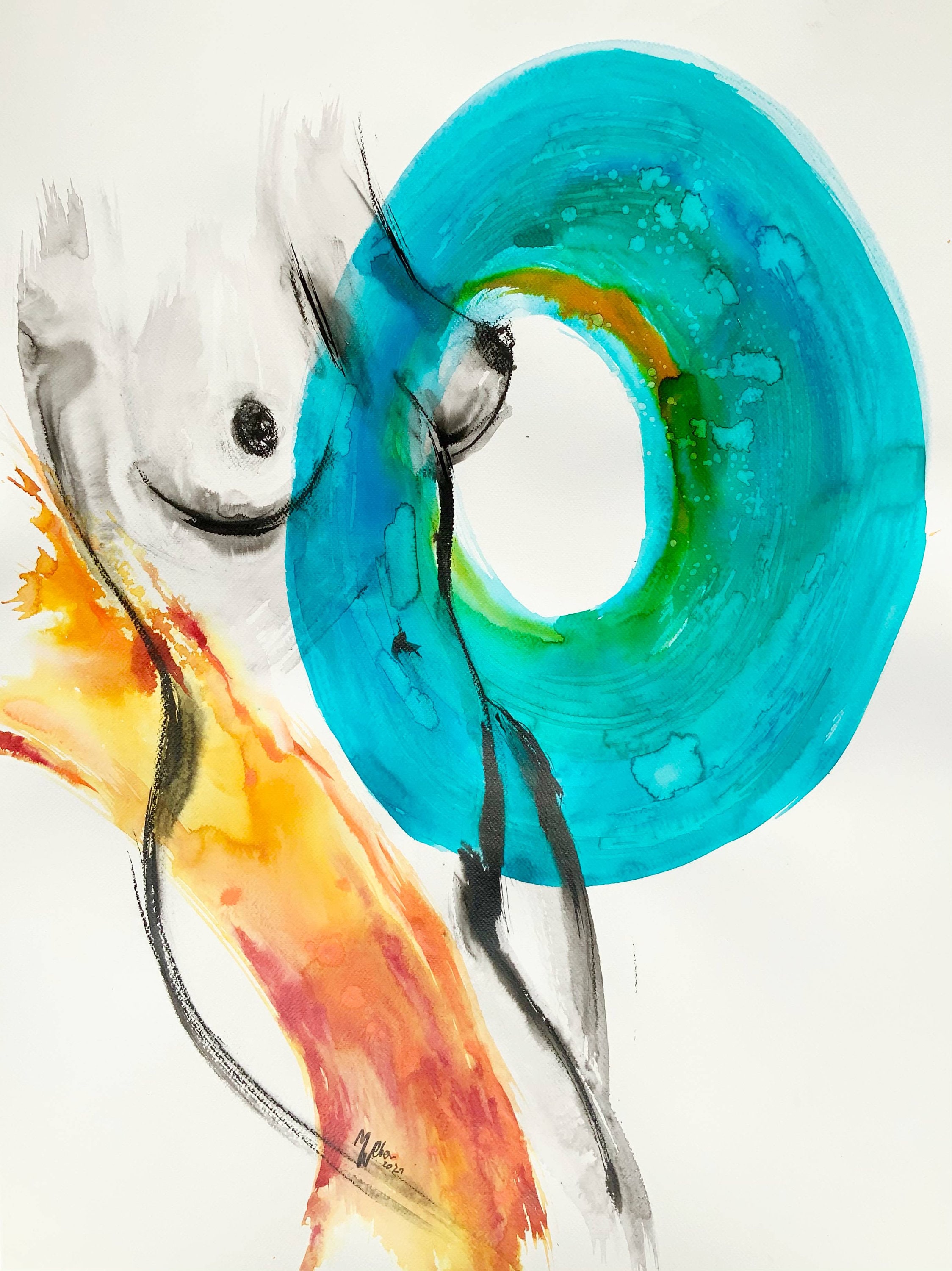 Large Abstract Figure Drawing Woman Body Painting Original Painting Feminisms Art Abstract Nude Art Bedroom Wall Art Bathroom Art