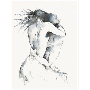 Lovers Embrace Romantische Wand Kunst Sensual Art Print Tanzendes Paar Gemälde
