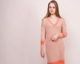 elegant knitted summer sweater dress, merino wool dress, limited edition