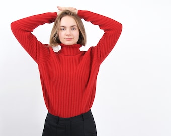 Merino Wool Turtleneck Sweater, Long Sleeve Knit Jumper