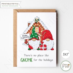 Carte de Noël nain, gnomes de Noël sympas, carte de vœux amusante, joli jeu de mots hivernal téléchargeable - PDF imprimable 5 x 7