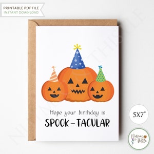 Halloween Geburtstagskarte Kawaii, süße Gruselige Geburtstagskarte Schwester Bruder Papa, Punny Oktober Geburtstag Lustige Geburtstagskarte - Printable 5x7 PDF