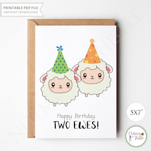 Kawaii Geburtstagskarte Schaf, Mutter Papa Schwester Bester Freund Punny Geburtstagskarte, Alles Gute zum Geburtstag Grußkarte niedlich - Printable 13x18 PDF