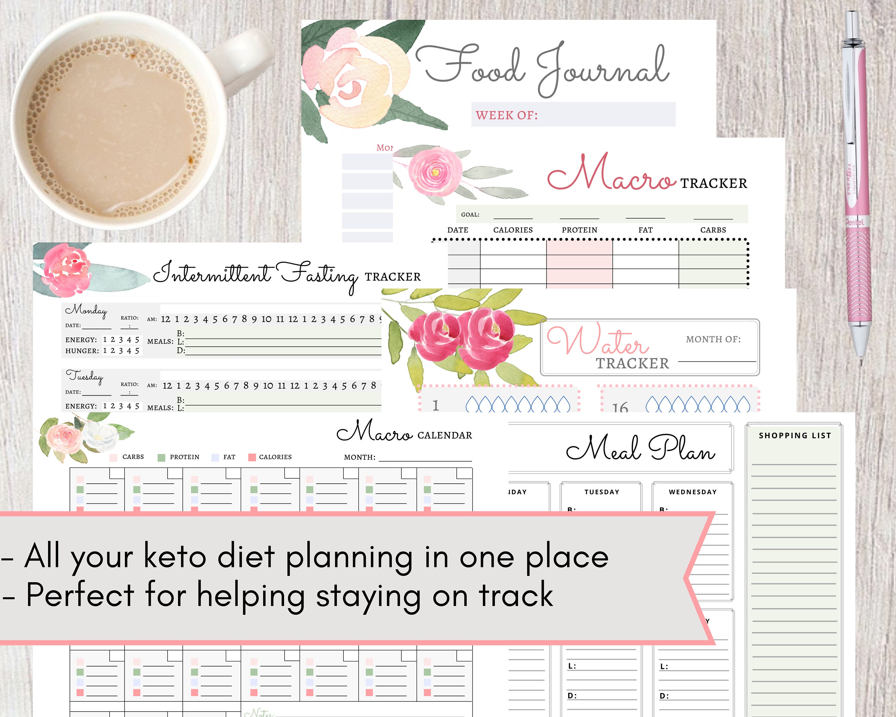 Keto Weight Loss Tracker Printable Planner Pages Keto Diet | Etsy