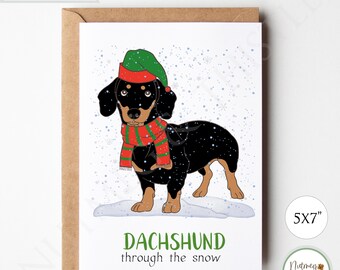 Funny Dachshund Christmas Card, Christmas Dog Funny Holiday Card, Downloadable Cute Pun Christmas Greeting Card - Printable 5x7 PDF