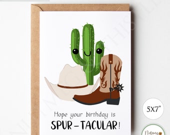 Biglietto di compleanno da cowboy, biglietto di compleanno di papà marito fidanzato fratello Punny, simpatico biglietto di compleanno divertente selvaggio western per lui - PDF stampabile 5x7