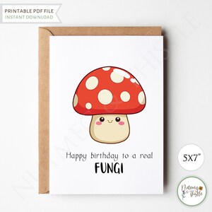 Pilz Pilz lustige Geburtstagskarte, Bruder Freund Papa Sohn Punny Geburtstagskarte süße Pilz Geschenk, Kerl Geburtstagskarte- Printable 5x7 PDF