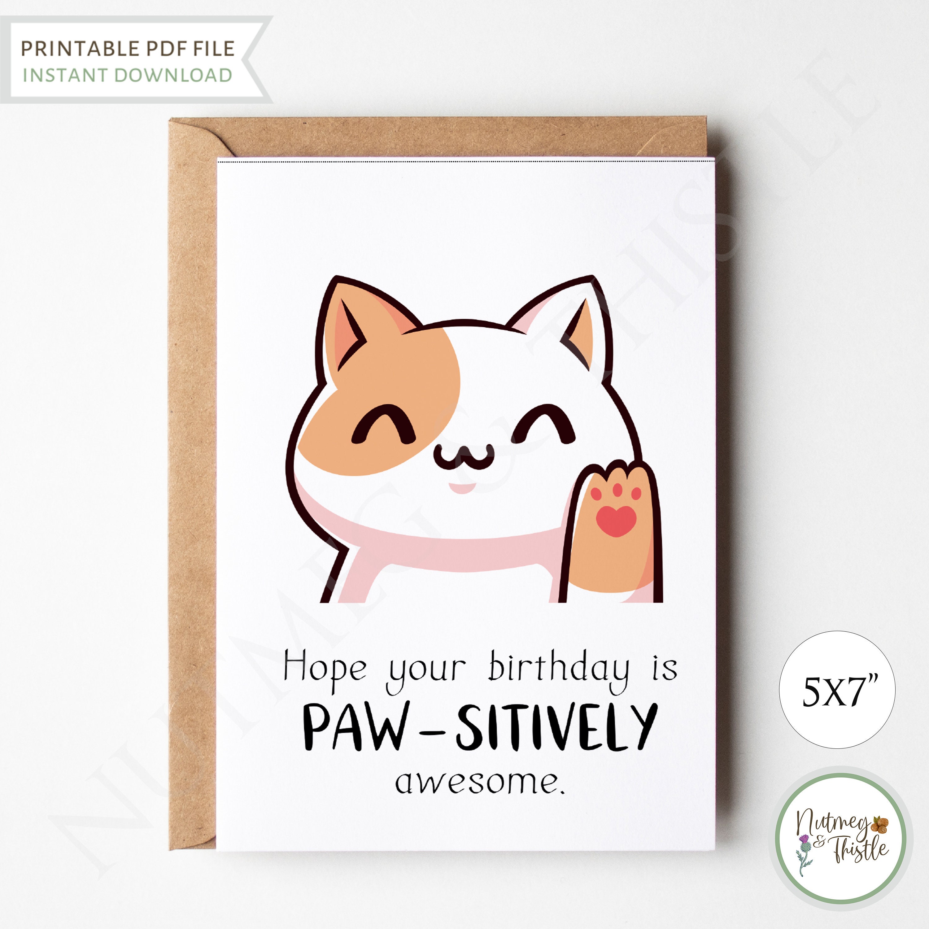 Cute Cat Birthday Card Punny Birthday Card Cat Owner Gift - Etsy