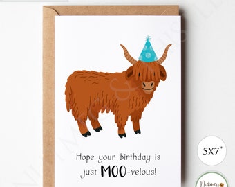 Funny Birthday Card - Highland Cow Birthday Girl