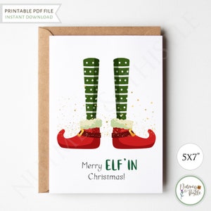 Elf Holiday Card, Funny Sassy Christmas Card For Boyfriend, Downloadable Cute Pun Single Christmas Greeting Card - Printable 5x7 PDF