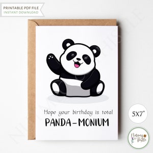 Kawaii Panda Funny Birthday Card, Panda Bear Punny Birthday Card, Wife Sister Girlfriend BFF Happy Birthday Card Greeting -Printable 5x7 PDF