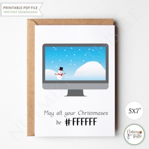 Carte de Noël ringard, cadeau de programmeur informatique nerd carte de Noël drôle, carte de vœux drôle de petit ami geek tech codage - PDF imprimable 5 x 7