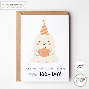 Halloween Birthday Card, Kawaii Cute Spooky Birthday Card Sister Best Friend Mom, Punny October Birthday Funny Birthday Card- Printable PDF