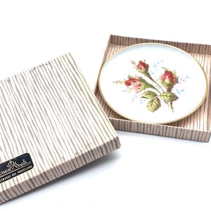 Vintage Rosenthal &quot;Oemeta Collection&quot; in Original Packaging Fine Porcelain Floral Coaster, 60s