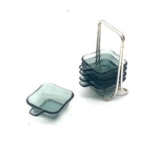 Industrial Wilhelm Wagenfeld Design for WMF Glass Ashtray Set Made in Germany, 70s