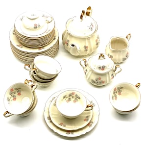 Vintage Tea Set, Coffee set Bavarian Porzellan Zeh, Scherzer & Co. AG in Rehau 50 years Special Edition for 10 persons, 30s