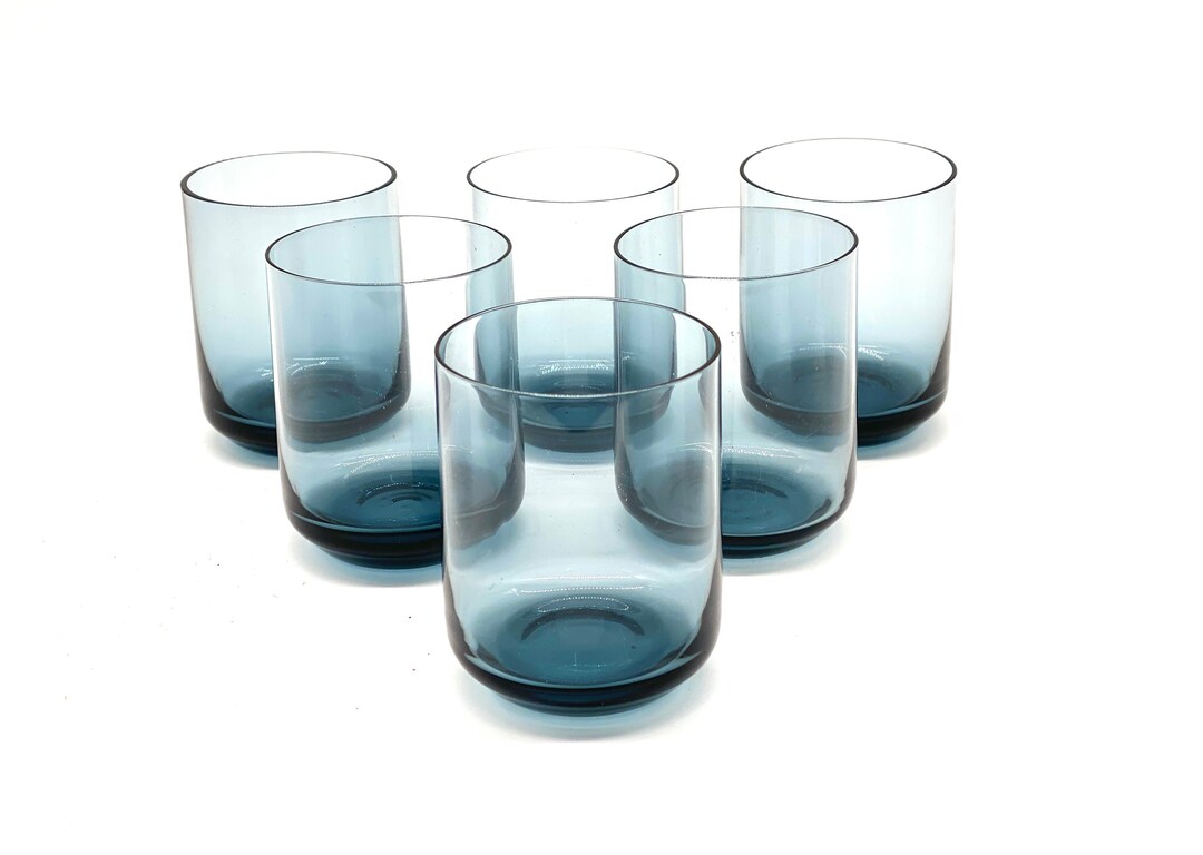 Modern Handmade / Mouth-blown Blue Water Glasses Set for Six Persons ...