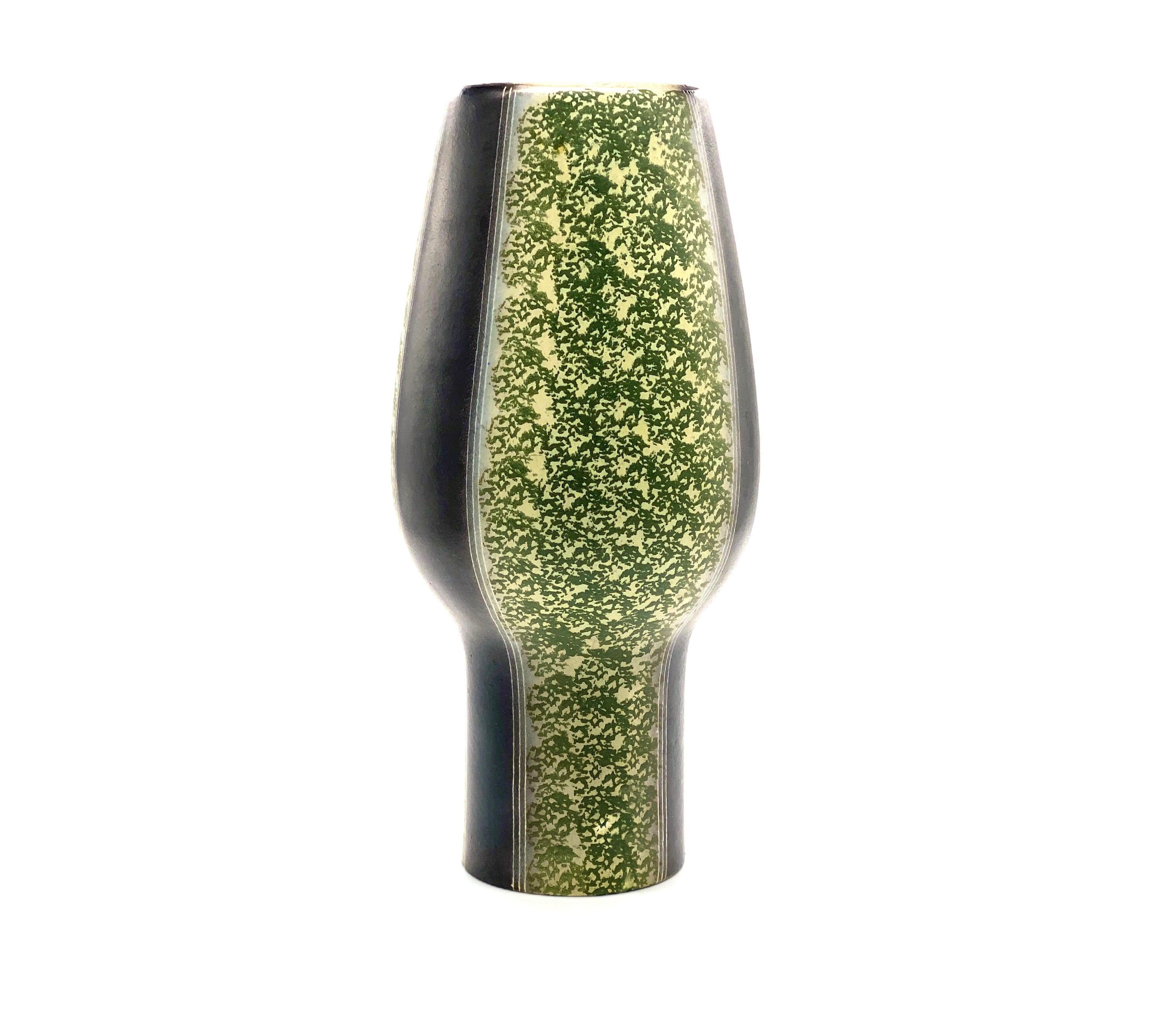 Vintage floor vase minimal green black vase tall vase mid Etsy