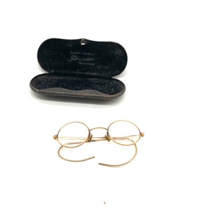 Antique Gold Plated Handmade Small Round Eyeglasses - Made in Germany, 20s