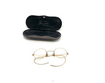 Antique Gold Plated Handmade Small Round Eyeglasses - Made in Germany, 20s