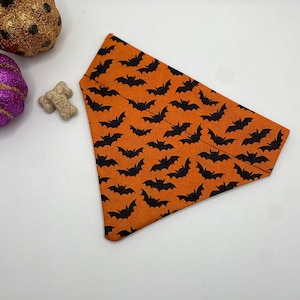 Halloween Dog Bandana Personalized (Over the Collar ) - Halloween Bats Dog Bandana | Halloween Dog Bandana | Bats Dog Bandana