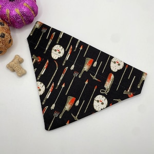 Halloween Dog Bandana Personalized (Over the Collar ) - Jason Mask Dog Bandana | Halloween Dog Bandana | Horror Dog Bandana
