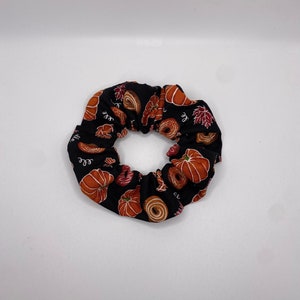 Fall Pumpkins & Donuts Scrunchie | Fall Scrunchie | Pumpkin Scrunchie | Autumn Scrunchie | Halloween Scrunchie