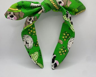 St. Pat's Pups St. Patrick's Day Topknot Headband | St. Patrick's Day Headband | Shamrock Headband | Clover Headband | Lucky Headband