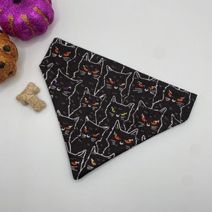 Halloween Dog Bandana Personalized (Over the Collar ) - Glow Cats Cat Bandana | Halloween Cat Bandana | Ghost Cat Bandana