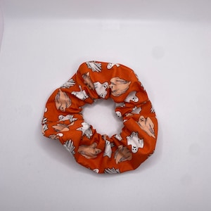 ハロウィン オレンジ ゴースト シュシュ | ハロウィン シュシュ | 不気味なシュシュ | ホラー シュシュ | 秋 シュシュ | ゴースト シュシュ