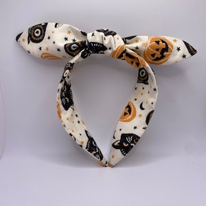 Halloween Headband | Halloween Pumpkins White Topknot Headband | Halloween Pumpkin Headband | Spooky Headband | Horror Headband