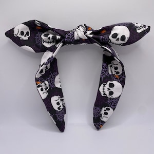 Halloween Headband | Glowing Skulls Topknot Headband | Skeleton Headband | Horror Headband | Spooky Headband | Gothic Headband