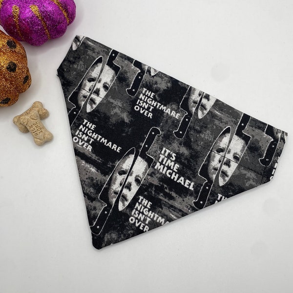 Halloween Dog Bandana Personalized (Over the Collar ) - Michael Meyers Dog Bandana | Halloween Dog Bandana | Horror Dog Bandana