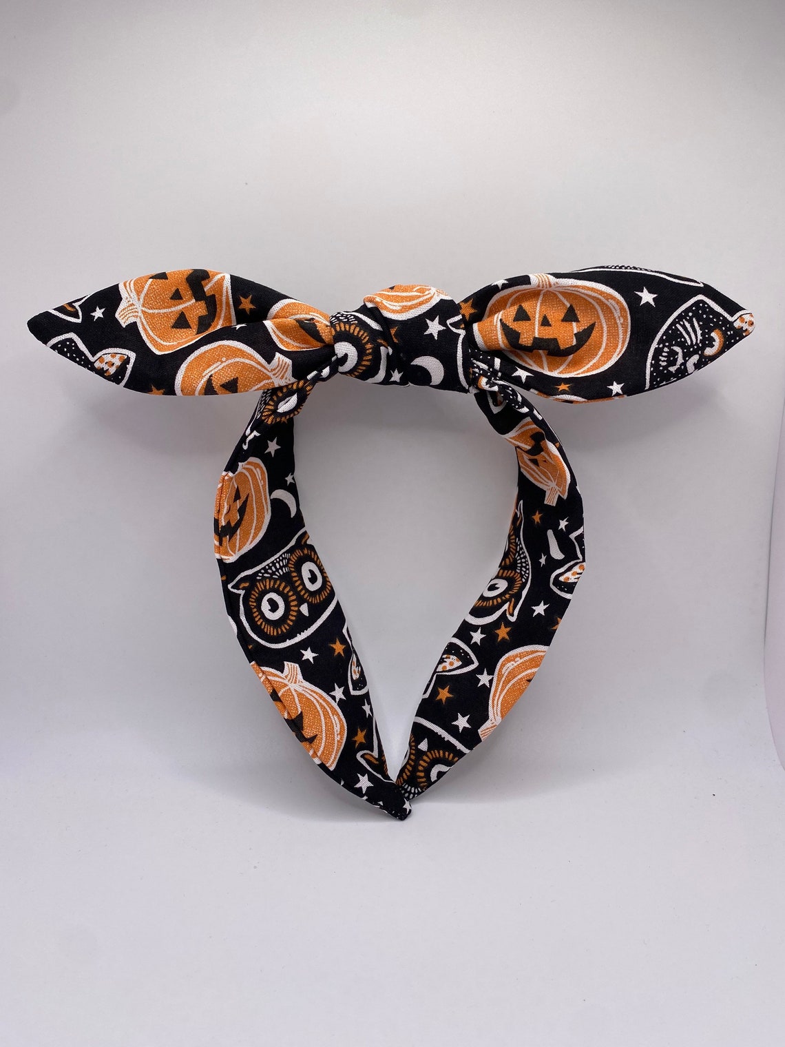 Halloween Headband Halloween Pumpkins Black Topknot Headband Etsy