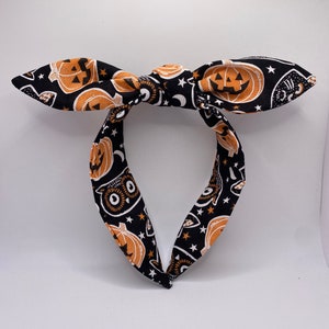 Halloween Headband | Halloween Pumpkins Black Topknot Headband | Halloween Pumpkin Headband | Spooky Headband | Horror Headband