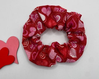 Patterned Red Hearts Valentines Day Scrunchie | Valentines Day Scrunchie | Heart Scrunchie | Love Scrunchie