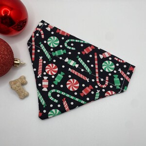 Christmas Dog Bandana Personalized (Over the Collar) - Christmas Candy Cane Dog Bandana | Candy Cane Pet Bandana | Candy Cane Dog Bandana