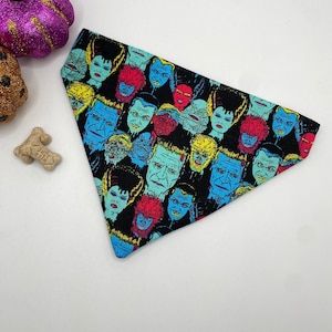 Halloween Dog Bandana Personalized (Over the Collar) - Monsters Dog Bandana | Halloween Dog Bandana | Horror Dog Bandana